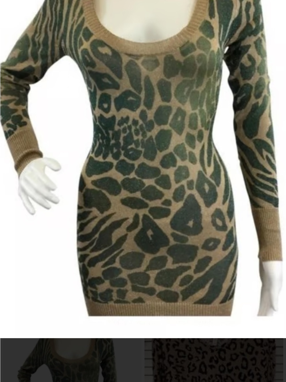 Y2K Express Micro mini dress Animal-Print Scoop Neck Sweater Bodycon